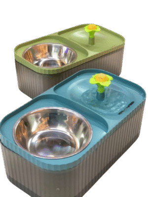 Comedero doble con fuente de agua