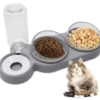 Comedero 3 en 1 para Gatos – Separación de Alimentos Secos y Húmedos + Fuente de Agua Automática